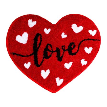 Baderomsmatte for Valentinsdagen, Sklisikker Hjerteformet Badematte, Myk Vaskbar Dusjmatte i Kjærlighetsform (FMY)