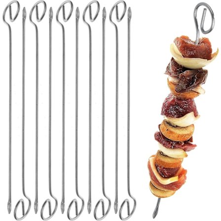 Grillspett set om 10 220mm shashlikspett i rostfritt stål