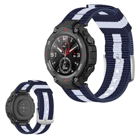 Amazfit T-Rex nylon weave watch band - Blue / White / Blue