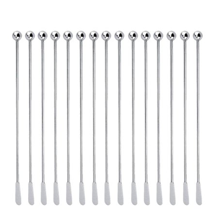 5 stk. kaffedrikkeomrørere i rustfrit stål Omrør cocktaildrik Swizzle Stick med små rektangulære pagajer (15 stk.)