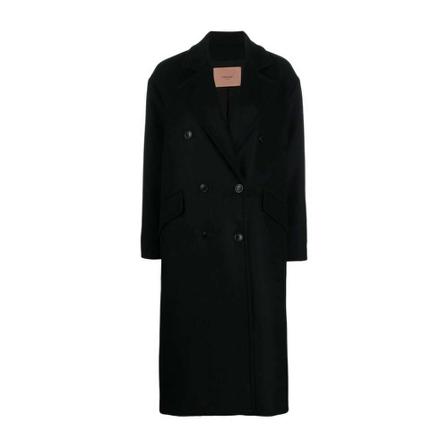 Twinset, Double-Breasted Coats Zwart, Dames, Maat:XS