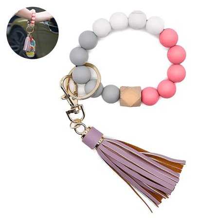 IC Silikon Nyckelringsarmband, Bilnyckelring Pärlstav Armband Tofsar