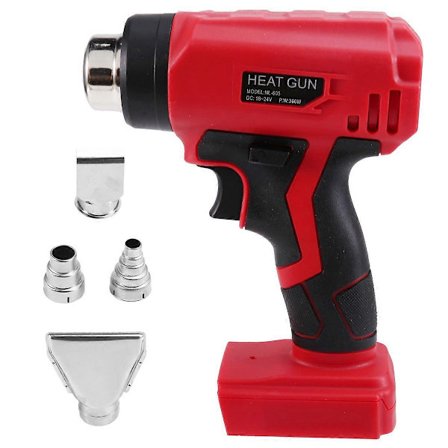 360W Johdoton kuumailmapuhallin kannettava 400°C kuumailmapistooli 4 suuttimella sopii Milwaukee 18V akulle