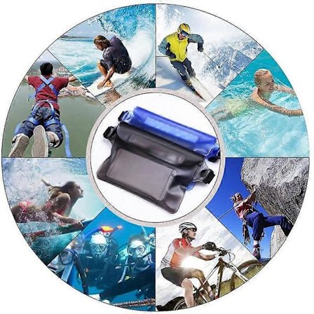 Svømming/Vandring/Dykking/Båtliv/Snorkling/Utstyr 2 stk Vanntett Mobiltelefonveske + 2 stk Vanntett Midjeveske