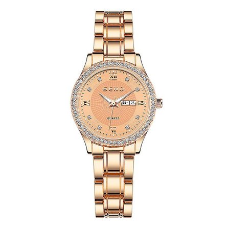 Rosegullklokke Vanntett Mote Par Klokke Dobbel Kalender Kvartsklokke