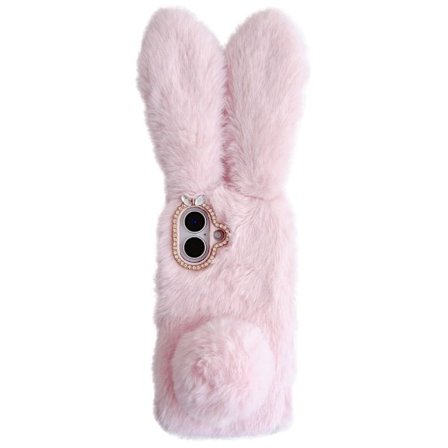 Fluffy Rabbit iPhone 16 deksel - Rosa