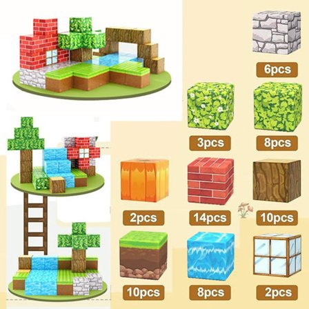 Magnetiske byggeklosser 63 stykker - Leke for alle