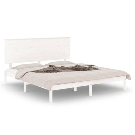 Vidaxl Sängram Vit Massivt Trä 180x200 Cm Vit