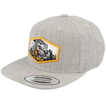 Kiddo Cap - Cinza snapback Boné - Kids T-rex Orange Patch Heather Grey Snapback @ Hatstore