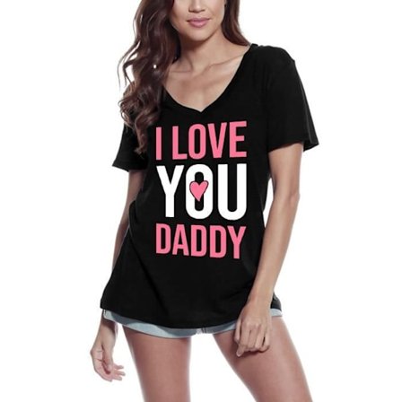 T-shirt med v-ringad dam I Love You Daddy - För dotter - Jag älskar dig Daddy - För dotter - Vintage svart T-shirt