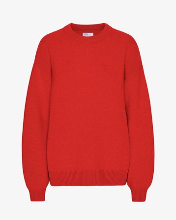 Oversized Merino Wool Crew - Red Tangerine - Female - S