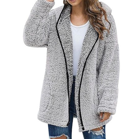 Dame Vinter Casual Jakke Langermet Hette Cardigan For Hverdagsliv Arbeid Shopping