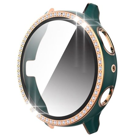 Samsung Galaxy Watch Active 2 - 44mm dual-color rhinestone décor cover with tempered glass - Green / Rose Gold