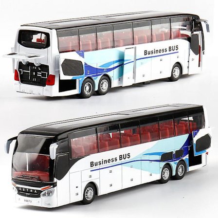 1:32 Høy kvalitet legering dobbeltdekkbuss lyd lys metall diecast trekk tilbake simulering luksus sightseeingbuss kjøretøy barneleker [DmS]