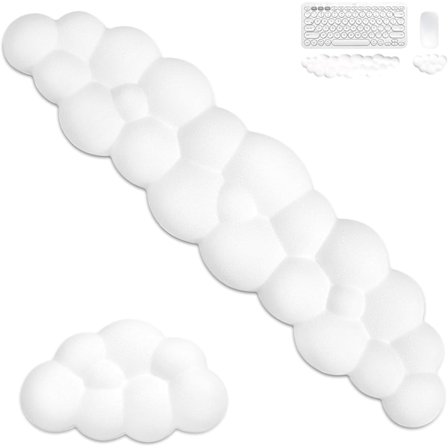 Musematte og tastaturhåndleddstøtte, Sky-tastaturhåndleddstøtte, Sklisikker håndleddstøtte, Søt PU-tastaturmatte med sklisikker base, for bærbar PC, 