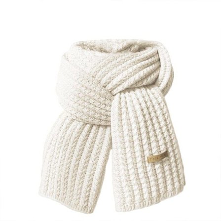 Myk og fluffy strikket vinter skjerf for kvinner, varmt, tykt, ensfarget strikket vinter skjerf, hvit, 160cm