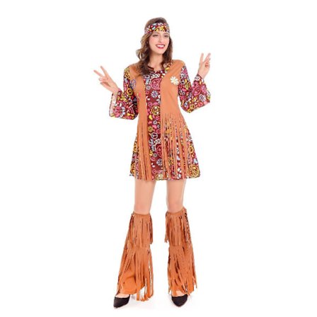 Kvinnor Hippie Kostym Set Halsband Pannband Klänning