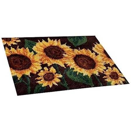 Solsikke Latch Hook Kit DIY Teppesett Syteppe Kits Heklekits Tepper Broderingsett Håndlaget Hjemmedekorasjon Matter, 52x38cm