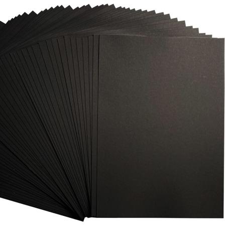 Svart A4 Tykt Kunstpapir Kort 350gsm - 50 Ark