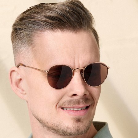 Occhiali da sole stile Lennon rotondi con montatura in tonalità oro rosa per uomini - Occhiali da sole Retrò