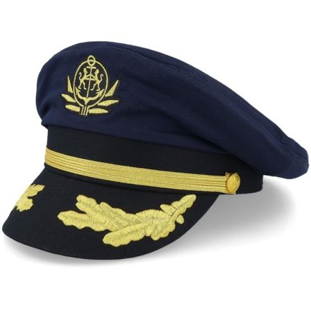 Village Hats - Blå visor Keps - Yacht Captain's Hat Navy Vega Cap @ Hatstore