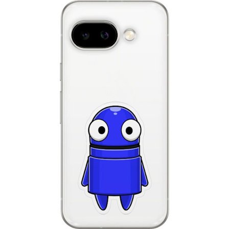Kompatibelt Mobildeksel til Google Google Pixel 9a Blå tegnet figur med store øyne og et vennlig uttrykk i minimalistisk design