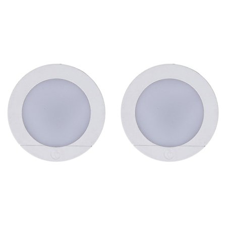 2 st LED Puck Light Batteridriven 20lm Touch Tap Stick On Väggmonterad Under Skåp Rund För Köksbelysning