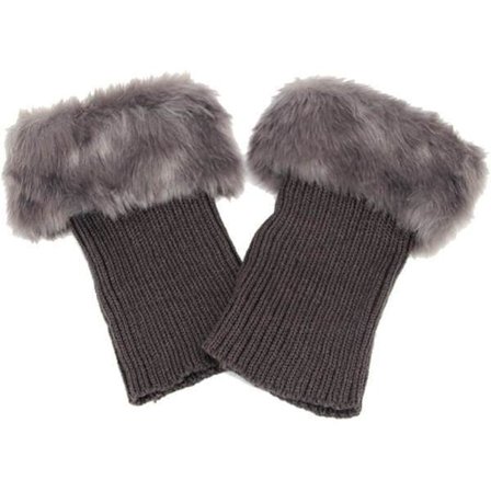 Naisten talven lämpimät tekoturkiksesta virkatut saapassukat lyhyet (tummanharmaa) 1 pari Tummanharmaa
