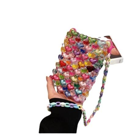 Kesäiset Jelly-kassit Sydänhelmikassit Käsin kudotut kassit Sydämenmuotoiset U