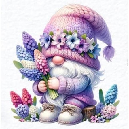 Diamantmaling – 5D Full Drill DIY Kunstsett (30×30 cm), Nisse med Blomster