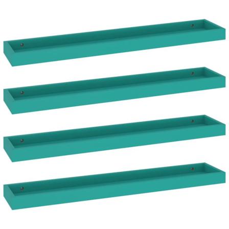 Vidaxl Vägghyllor Med Kant 4 St Blå 80x15x4 Cm Mdf Blå