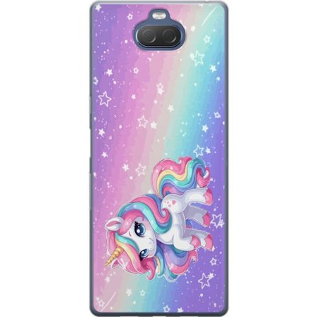 Yhteensopiva Puhelinkuori Sony Xperia 10 Plus Stitch polaroid-kehyksissä sinisillä pastellisävyillä ja suloisilla ilmeillä kollaaseissa sydämill