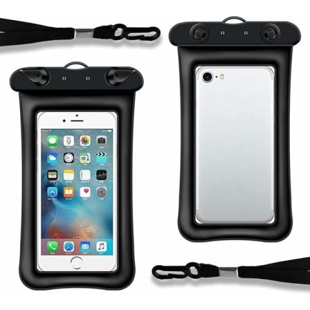 IC 2 stk Svart Flytende Oppblåsbar Mobiltelefondeksel Vanntett Transparent Dykking Svømming Utendørs Universal