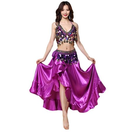 3 Stk/Sæt Mavedans kostumer Danser Nederdel LILLA
