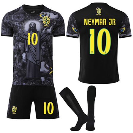 2025-2026 Brasilian lyhythihainen jalkapallopaita lapsille ja aikuisille sukilla No.10 Neymar Jr 18