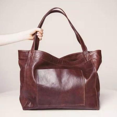 Damväska i mjukt PU-läder Vintage axelväska med stor sidoväska Snygg handväska med övre handtag Nyhet reddish brown