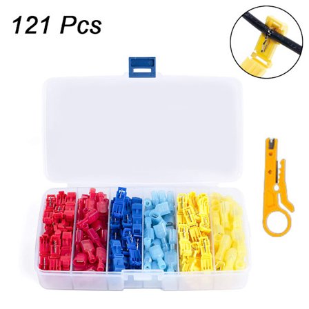 T-Tap Snabbkopplingssats, T-Tap Trådkontakter Självstrippande med Isolerade Hane Snabbkopplingsplintar + Snabb Koppling Elektrisk