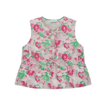 Ganni 3D Jacquard Ribbon Blus Ljusrosa grå, Dam, Dam, Storlek: XS