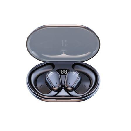 Öppna öronhörlurar, trådlösa hörlurar med förbättrad ljudkvalitet, 48 timmars speltid, Bluetooth utomhussporter, arbete, resor (svart)