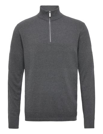 Slhmaine Ls Knit Half Zip W Knitwear Half Zip Pullover Grå Selected Homme