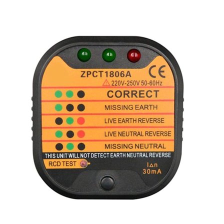 Elektrisk stikkontakt tester Automatisk stikkontakt polaritetskontrol måler detektor med RCD-funktion og indikatorlys dom