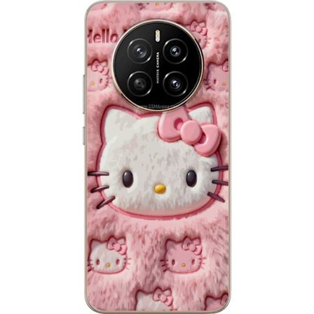 Kompatibelt Mobildeksel til Honor Magic7 Hello Kitty rosa fluffy bakgrunn med ikoniskt ansikt og kawaii-estetikk