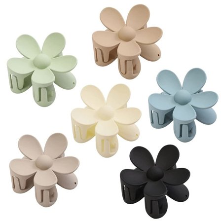 Hair Clips, 6 st Matte Flower Hair Claw Clips, 6 färger