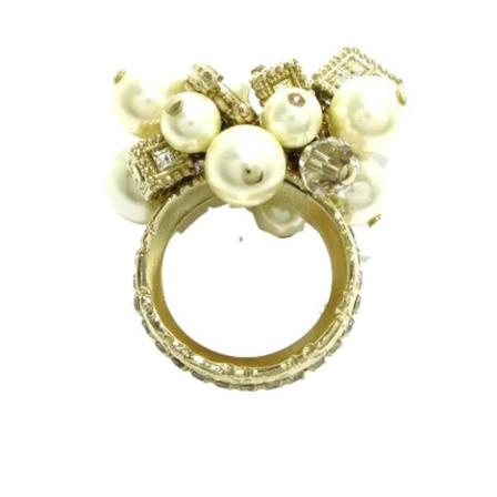 Chanel Vintage Pre-owned Metal ringe Gul, Dame Vintage Smykker, Størrelse: ONE Size