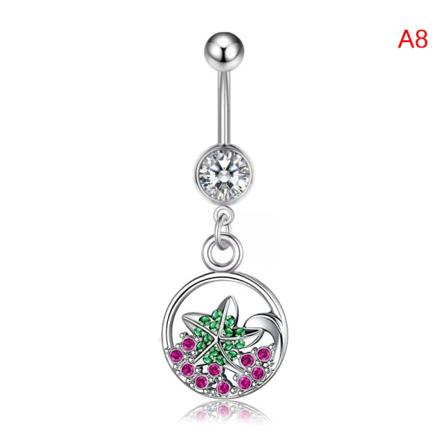 Zirkon Dangle Navelringar Hjärta Fjäril Navel Ring Paj