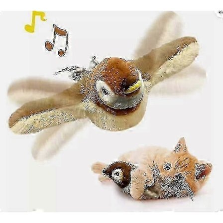 Elektronisk Interaktiv Flyvende Fugl Kattelegetøj Hængende Kæledyr Flappende Vinger Spurv