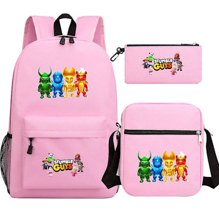 Stumble Guys Banaanikuvioinen Koulureppu - Cosplay Reppu, Olkalaukut, Opiskelijareppu - Lasten Anime Reput (3kpl Setti) Pojille Pelit