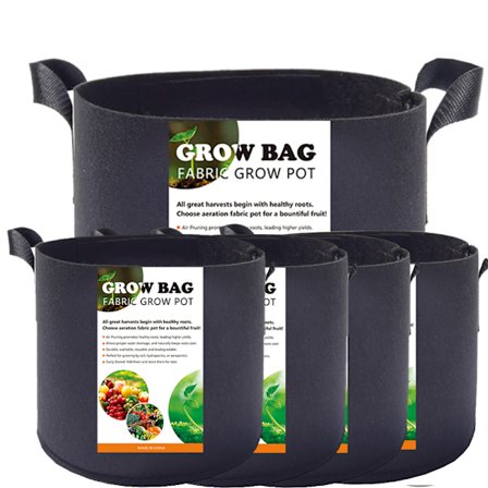5X Blackline Non-Woven Plant Bags 20L - Ø 31cm Höjd 26cm - Svart