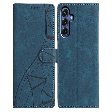 Kompatibel med Samsung Galaxy S25 Etui Pungstativ Præget Trekantsmønster Læder Telefon Flip Etui-lingling} Multicolor