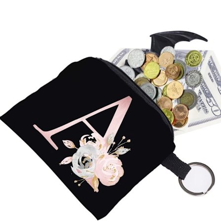 Canvas Initialer Mynt Kort Ficka Plånbok Pengahållare för Kvinnor Män Barn